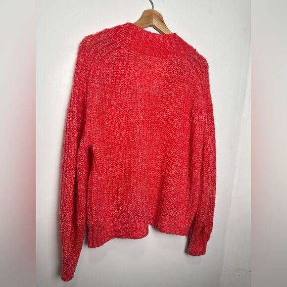 Anthropologie Womens Honore Wool Blend Ribbed V-Neck Sweater Size S red pink - Picture 13 of 16